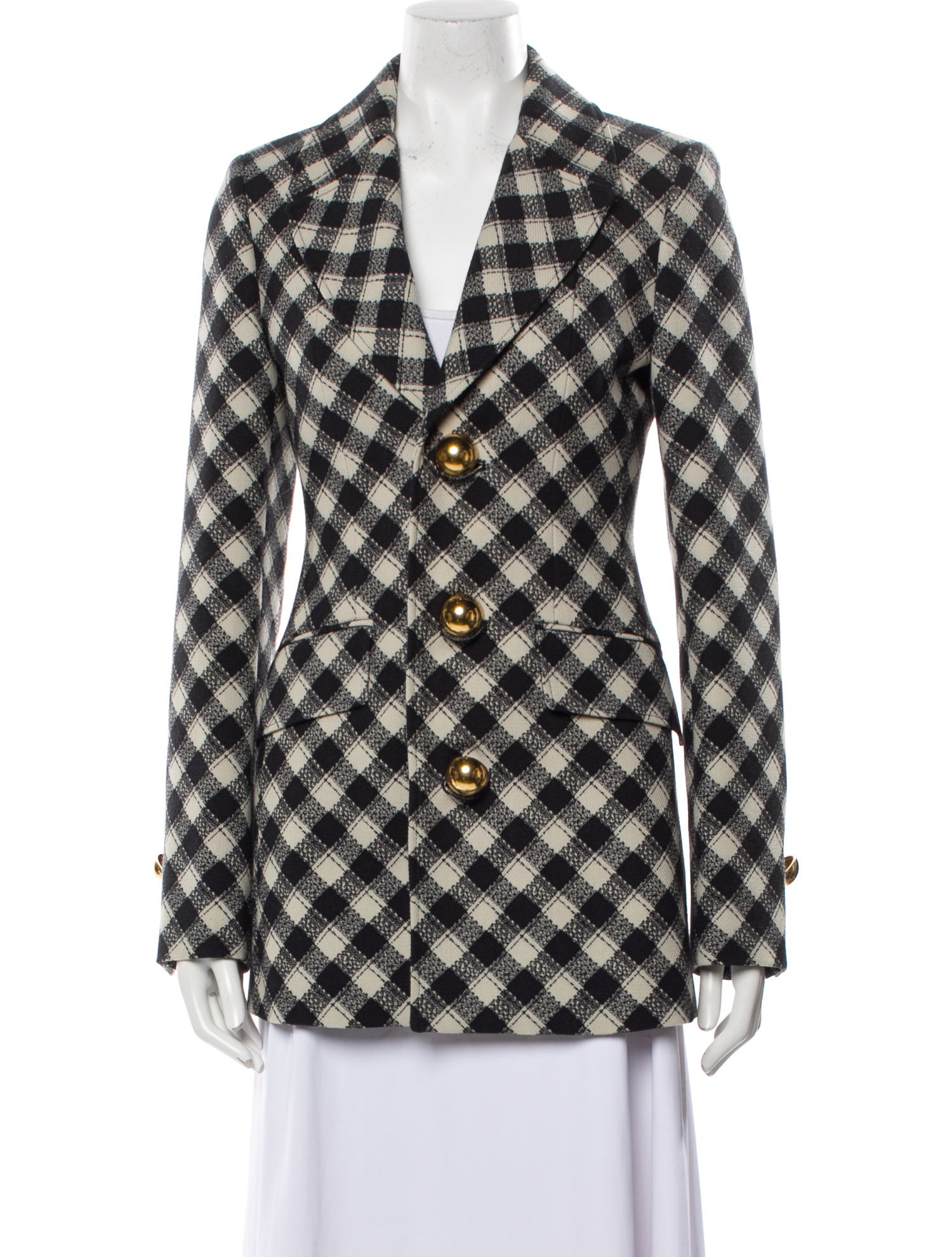 AMI Alexandre Mattiussi Wool Plaid Print Blazer
