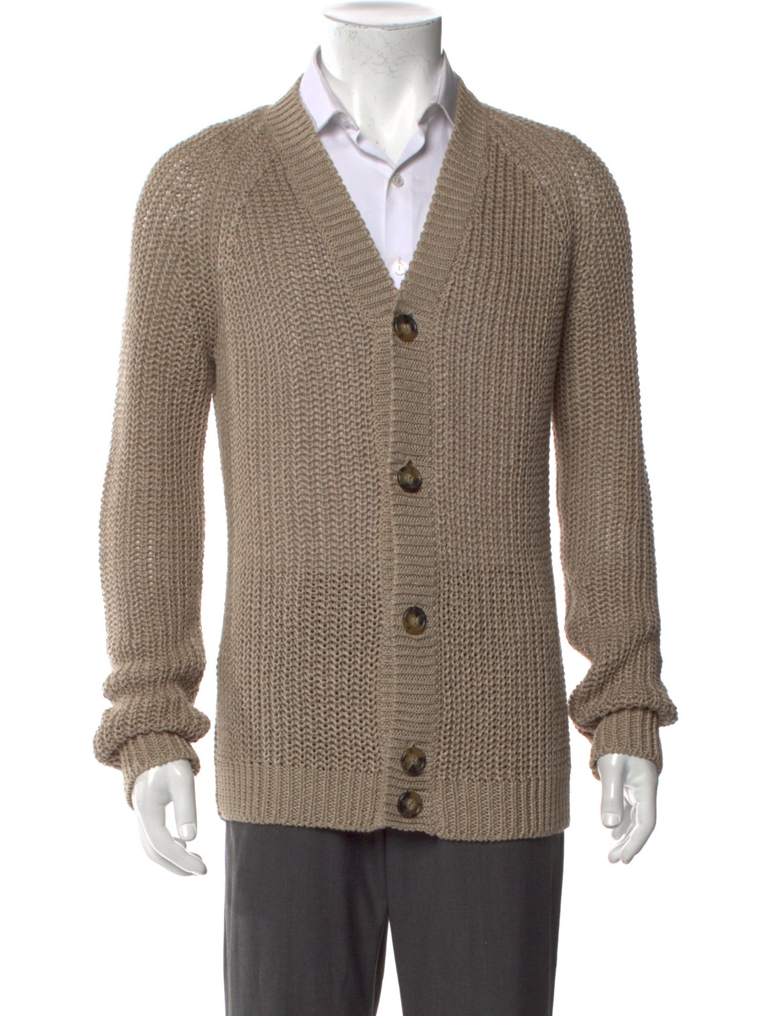 AMI Alexandre Mattiussi Linen V-Neck Cardigan