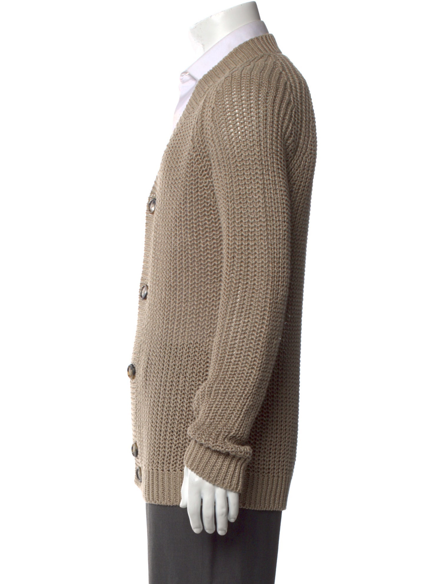 AMI Alexandre Mattiussi Linen V-Neck Cardigan