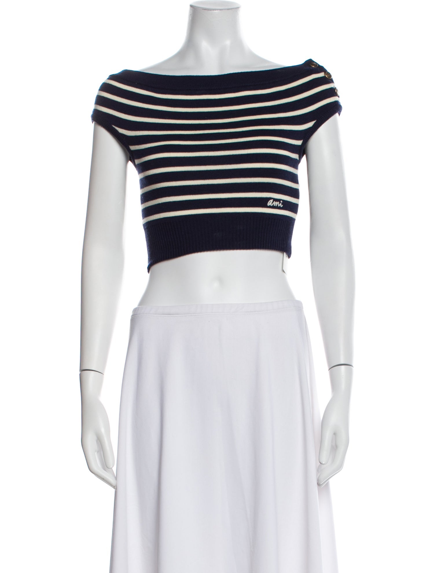 AMI Alexandre Mattiussi Merino Wool Striped Crop Top
