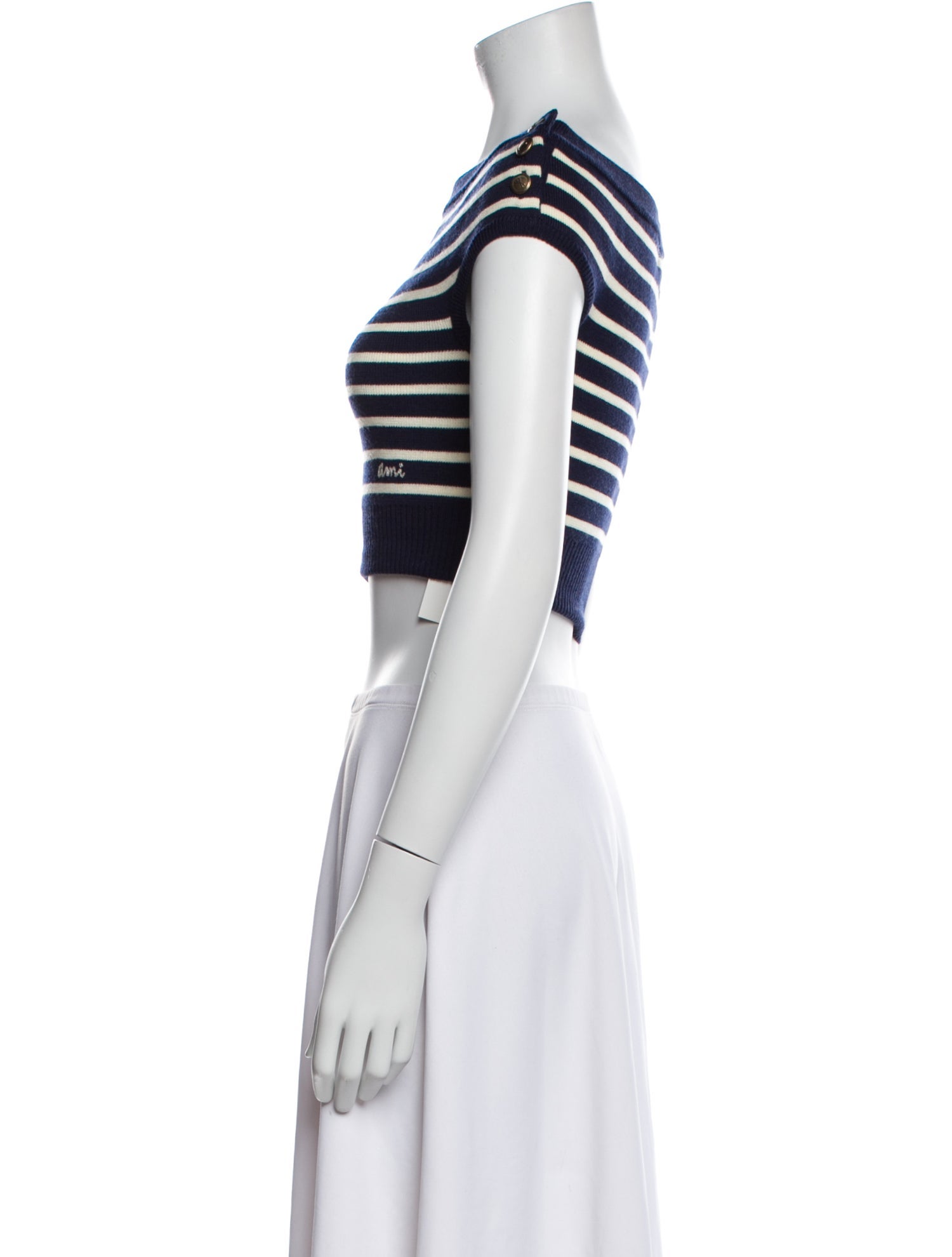 AMI Alexandre Mattiussi Merino Wool Striped Crop Top