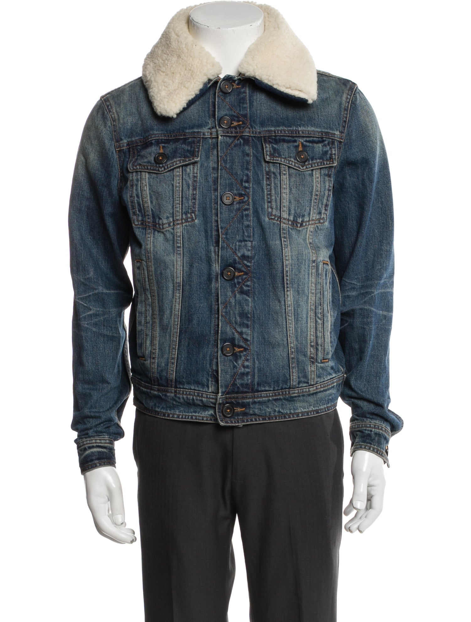 AMI Alexandre Mattiussi Colorblock Pattern Denim Jacket