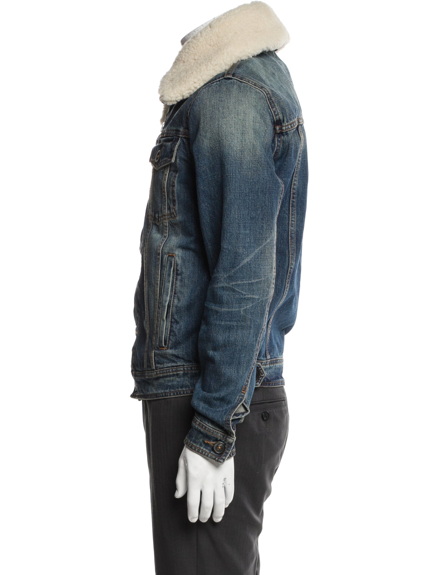 AMI Alexandre Mattiussi Colorblock Pattern Denim Jacket