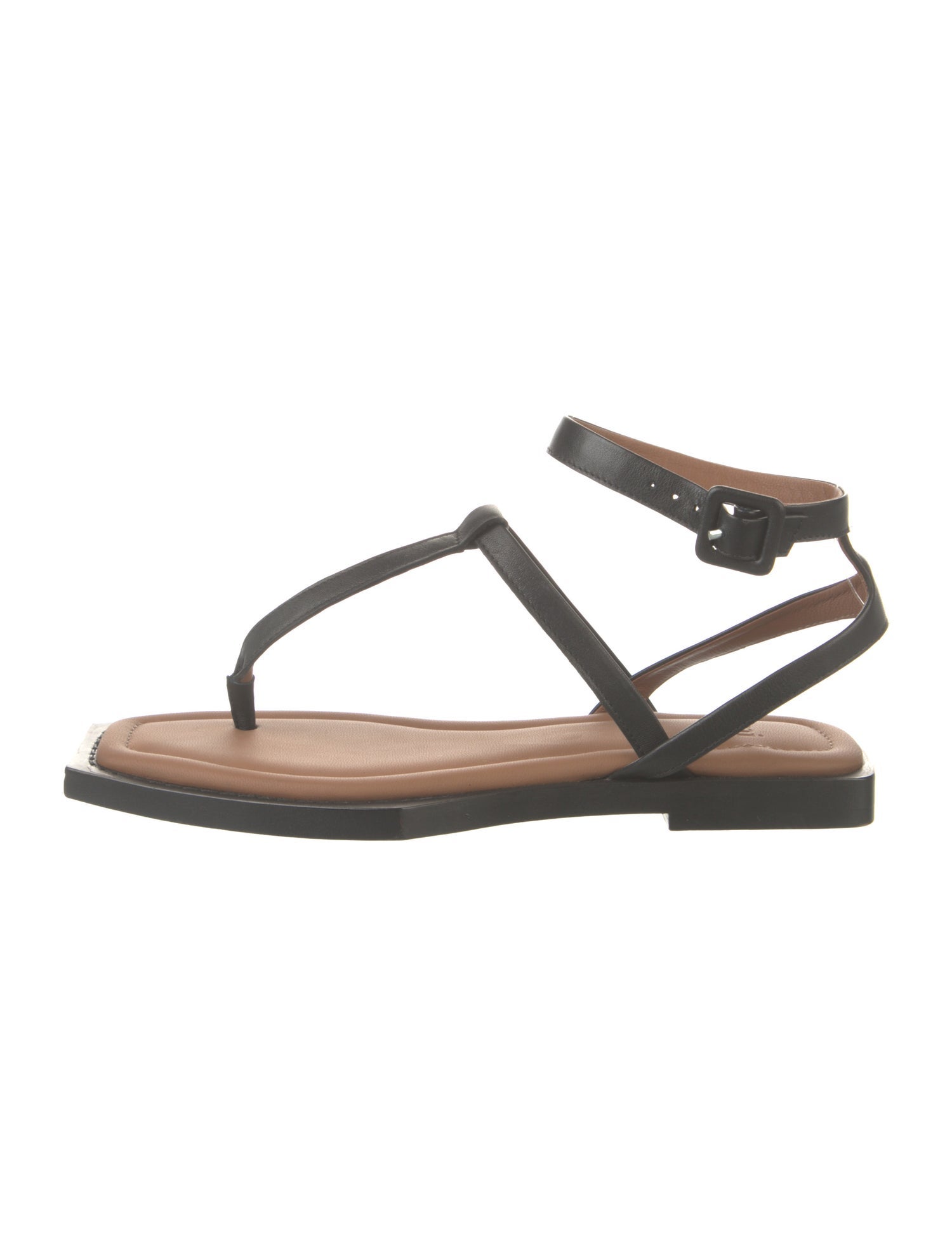 AMI Alexandre Mattiussi Leather T-Strap Sandals