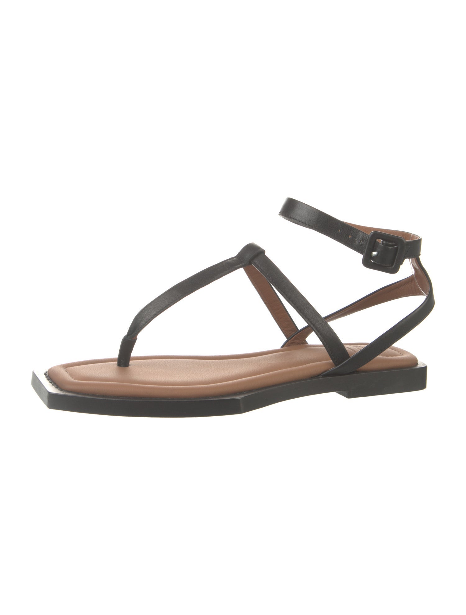 AMI Alexandre Mattiussi Leather T-Strap Sandals