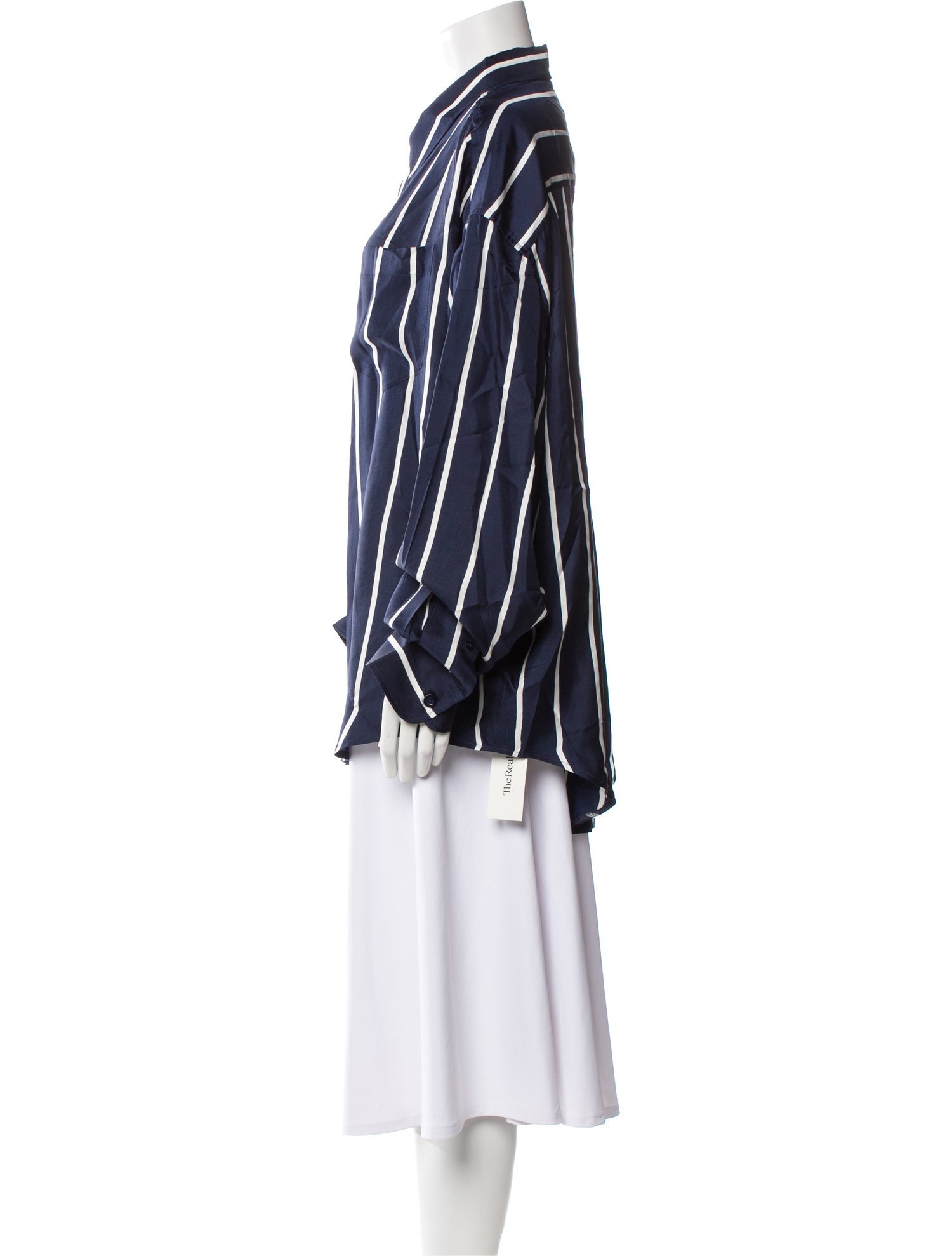 AMI Alexandre Mattiussi Silk Striped Button-Up Top