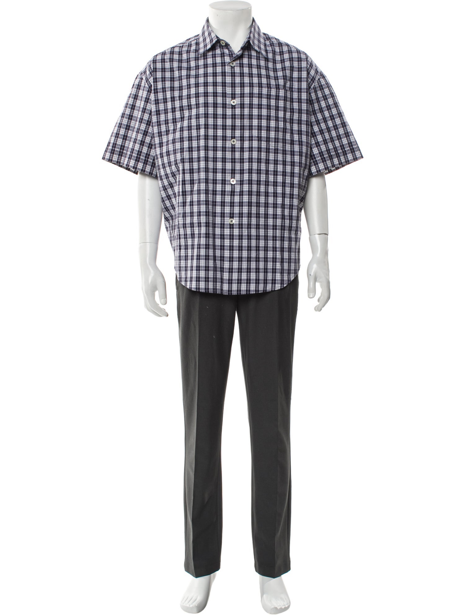 AMI Alexandre Mattiussi Plaid Print Short Sleeve Shirt