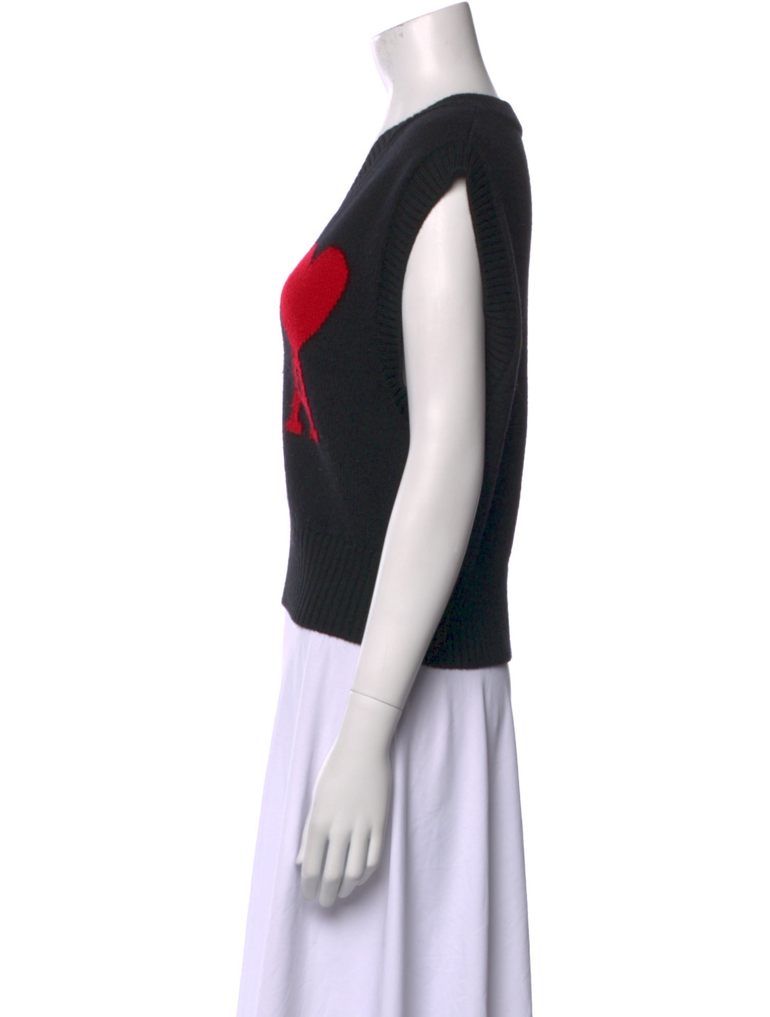 AMI Alexandre Mattiussi Virgin Wool Graphic Print Crop Top