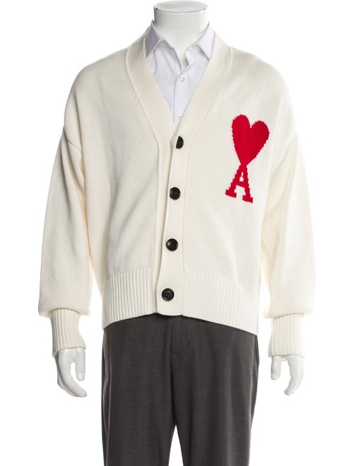 AMI Alexandre Mattiussi Graphic Print V-Neck Cardigan