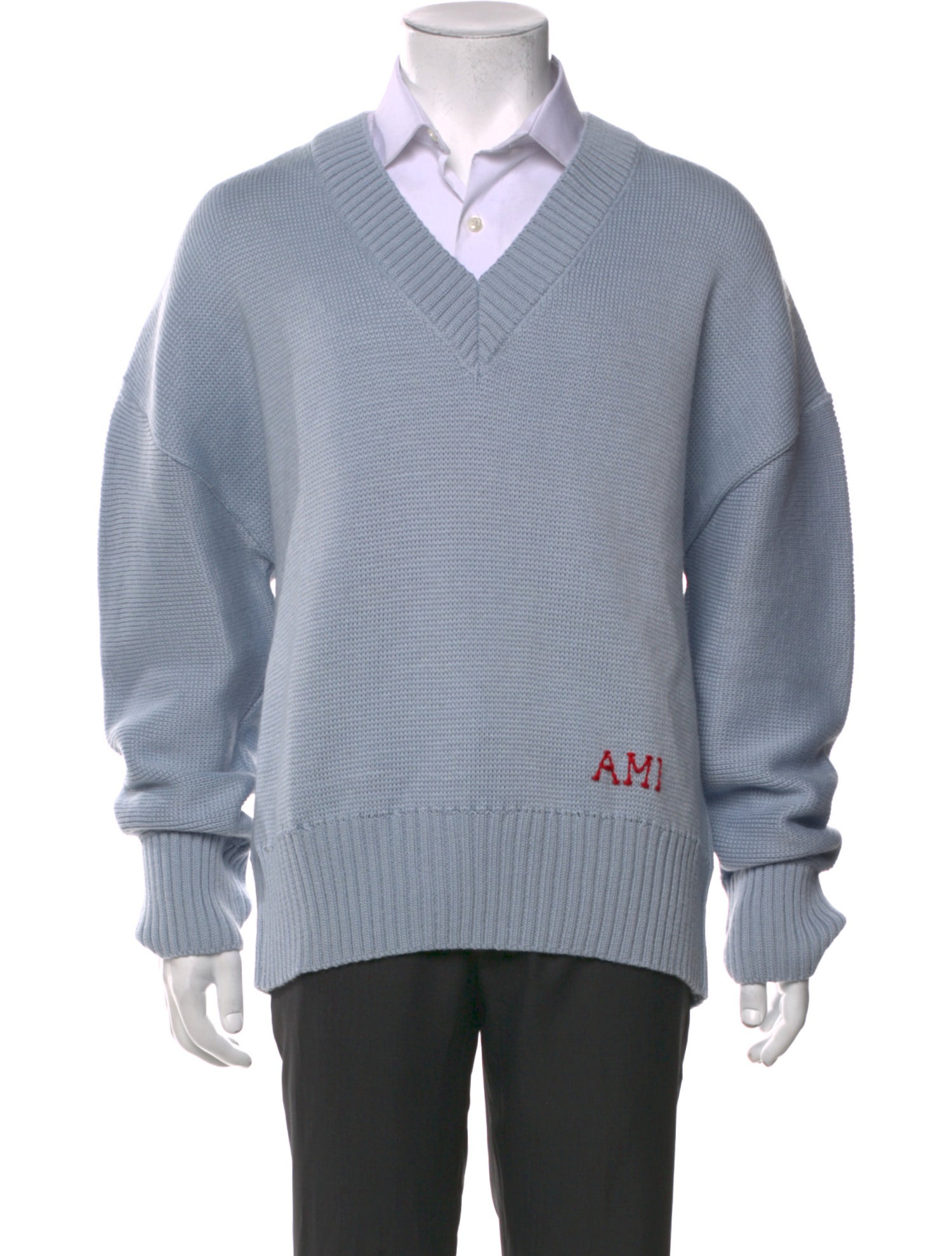 AMI Alexandre Mattiussi Wool V-Neck Pullover