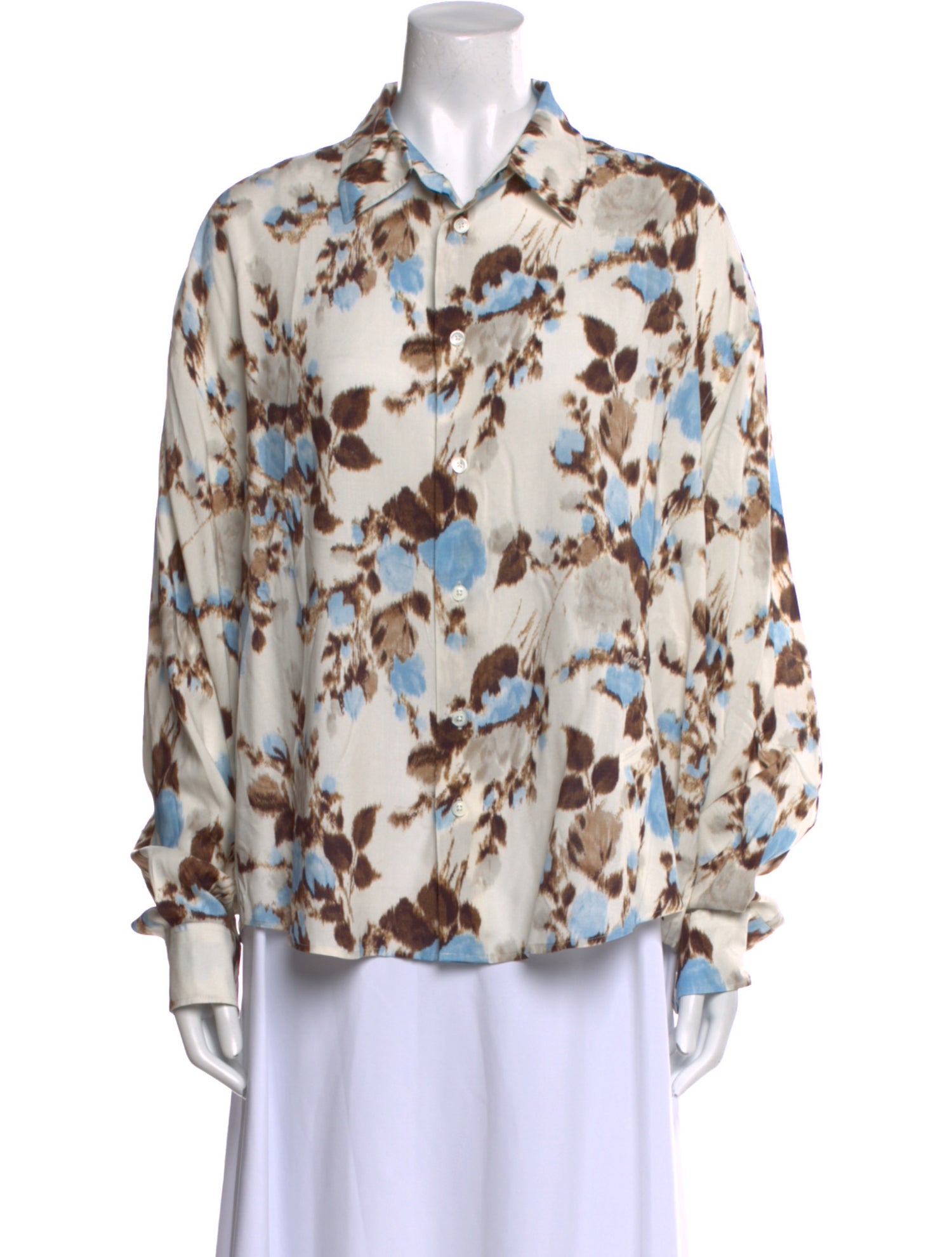AMI Alexandre Mattiussi Printed Long Sleeve Button-Up Top