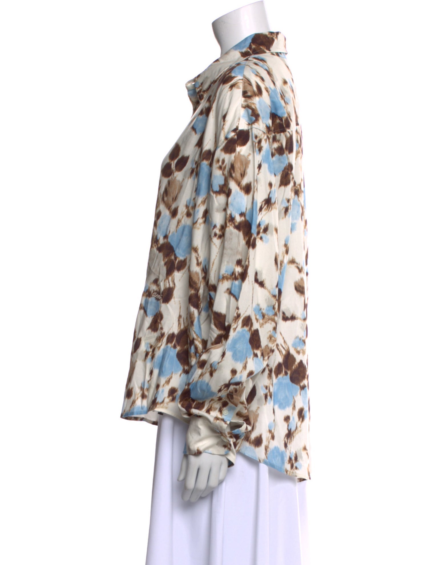 AMI Alexandre Mattiussi Printed Long Sleeve Button-Up Top