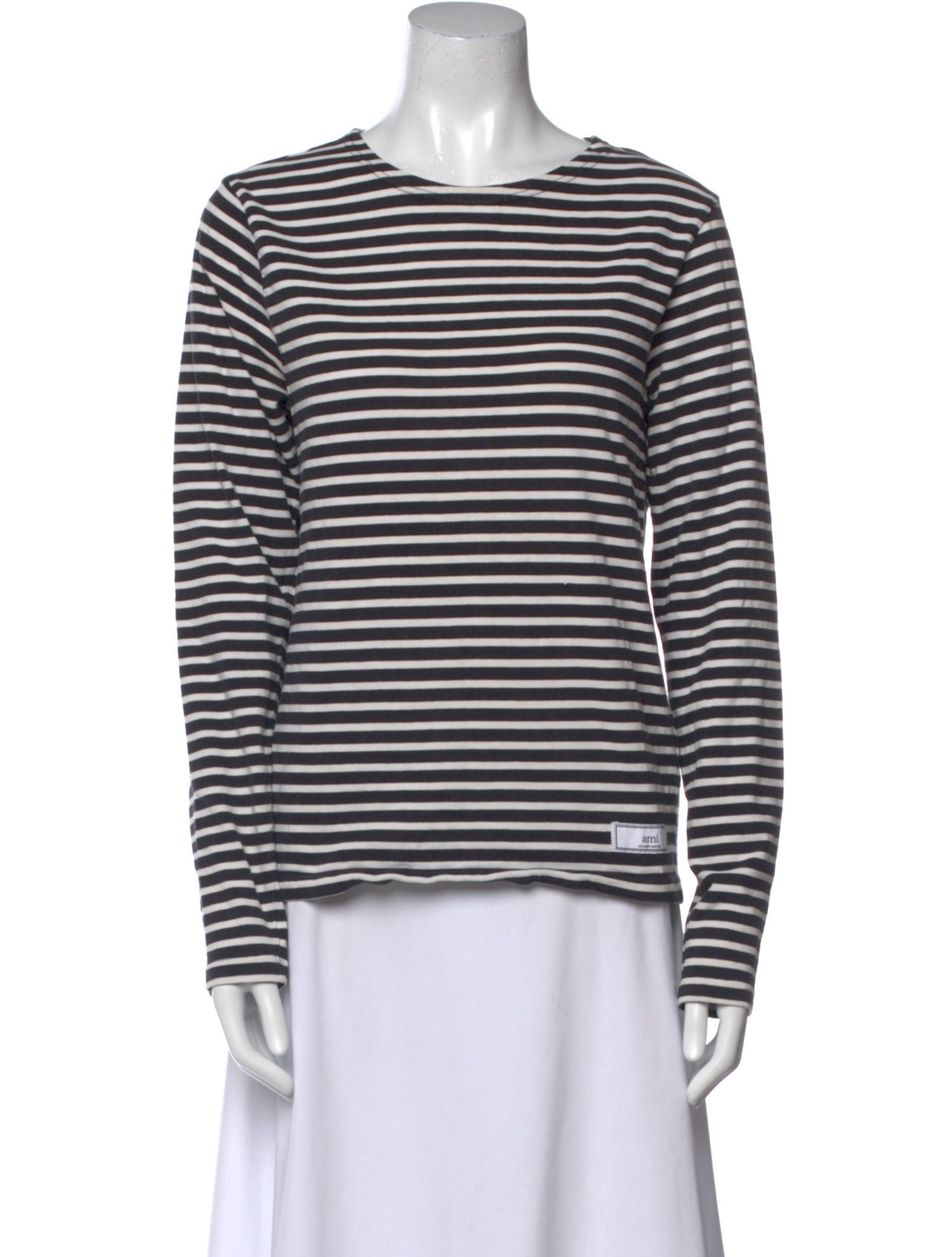 AMI Alexandre Mattiussi Striped Crew Neck Top