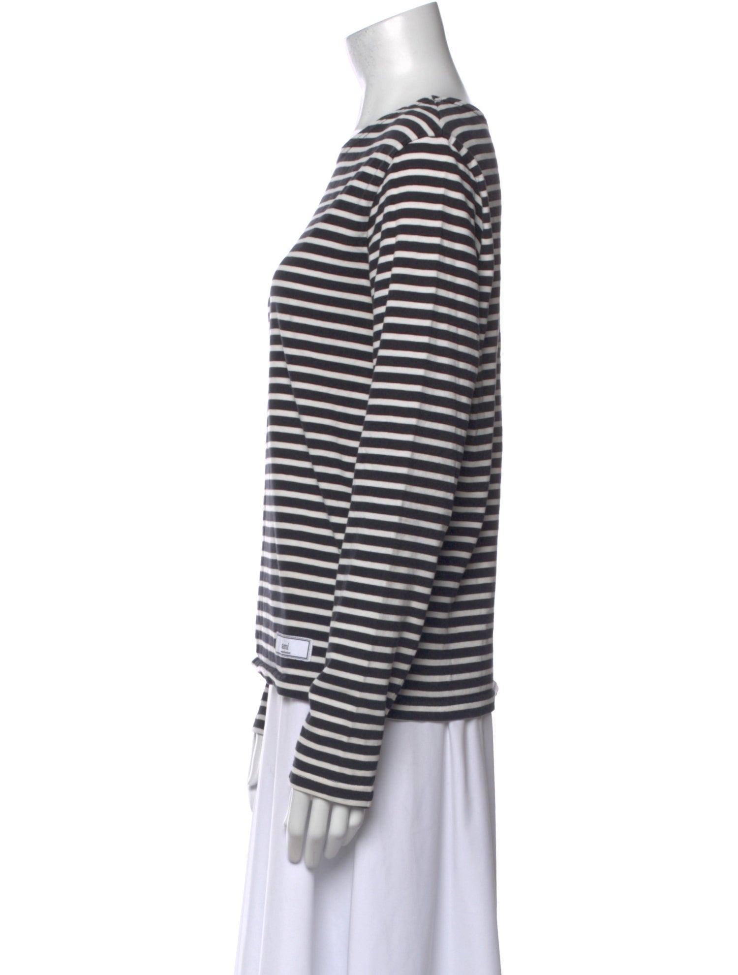 AMI Alexandre Mattiussi Striped Crew Neck Top