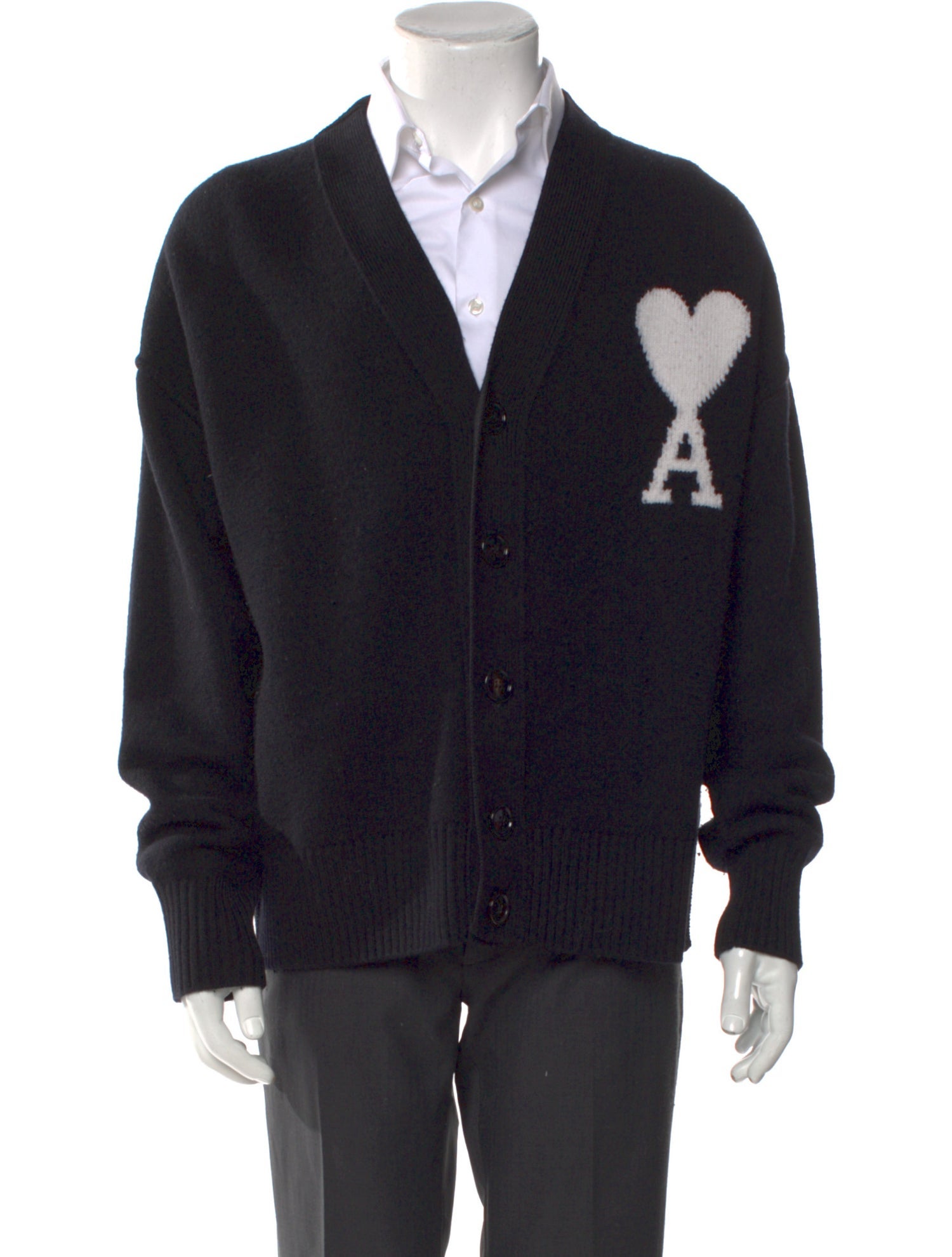 AMI Alexandre Mattiussi Wool Graphic Print Cardigan