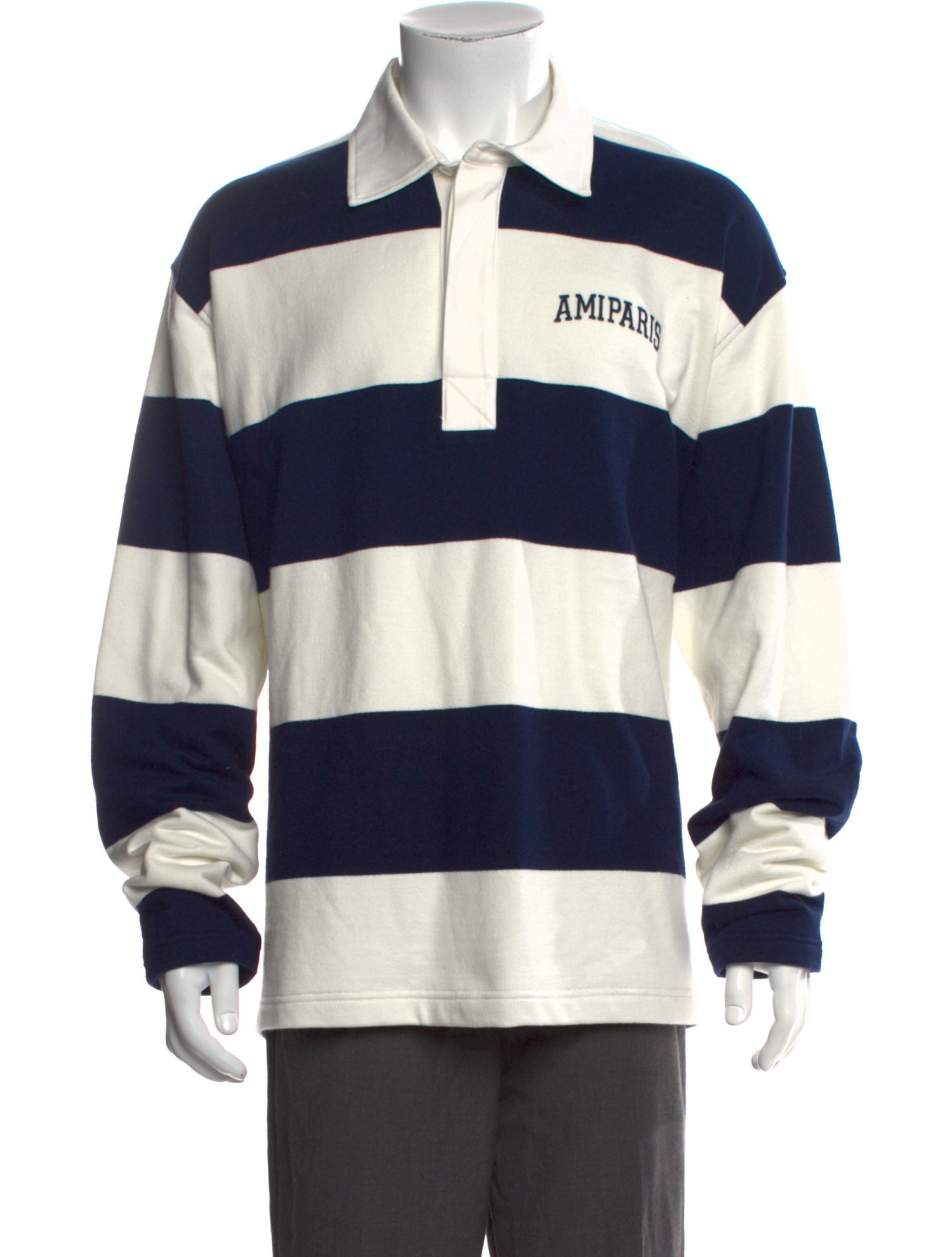 AMI Alexandre Mattiussi Striped Collar Polo Shirt