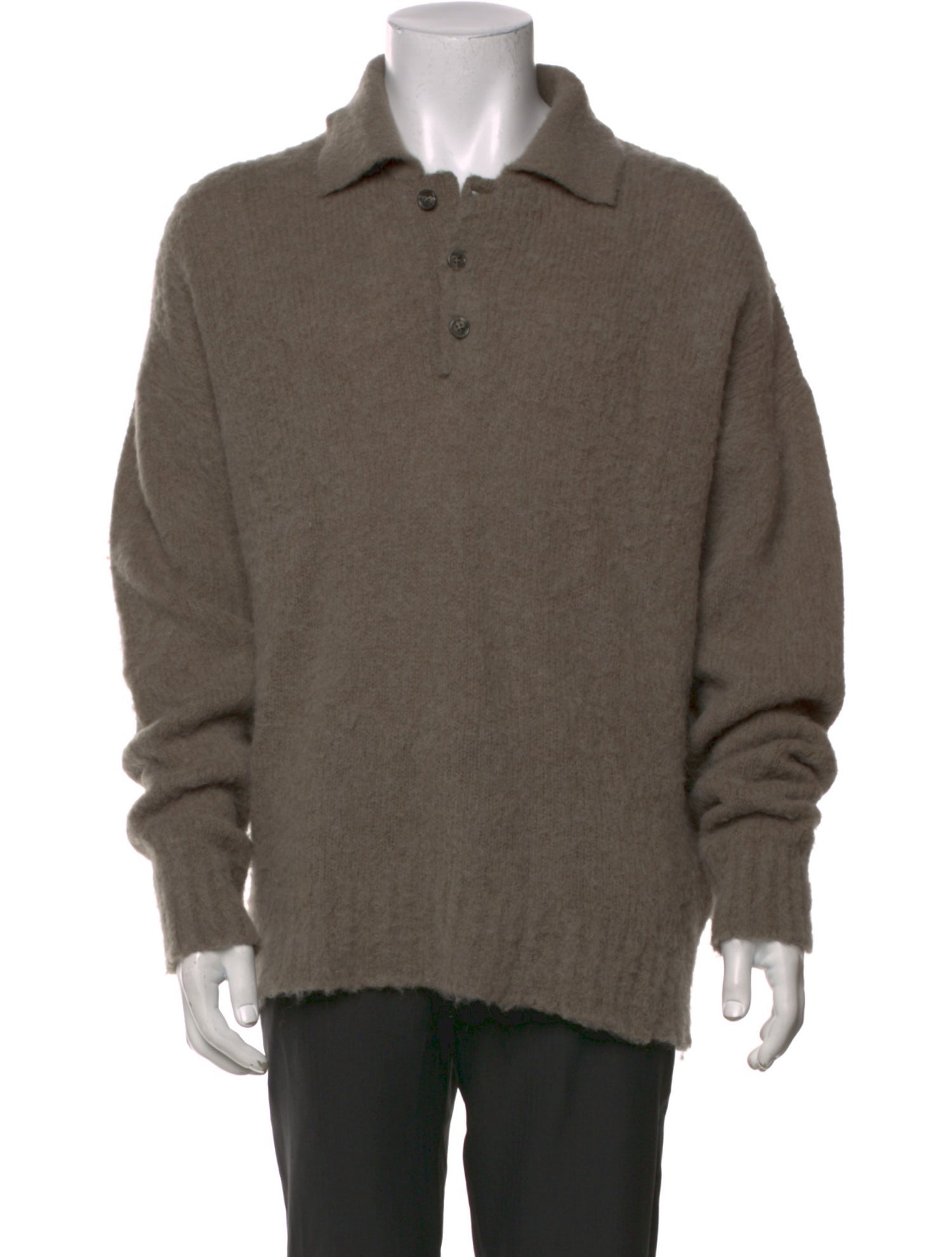 AMI Alexandre Mattiussi Mock Neck Long Sleeve Polo Sweater