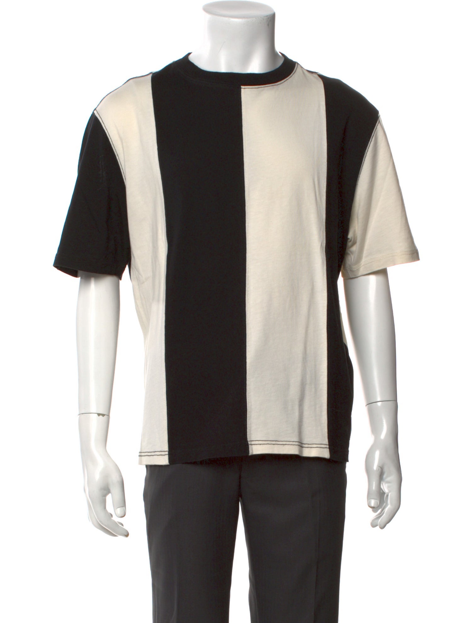 AMI Alexandre Mattiussi Colorblock Pattern Crew Neck T-Shirt
