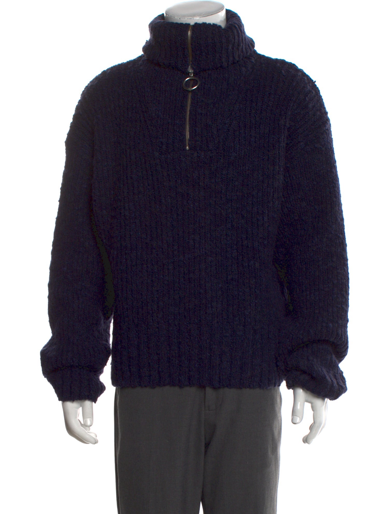 AMI Alexandre Mattiussi Merino Wool Mock Neck Cardigan