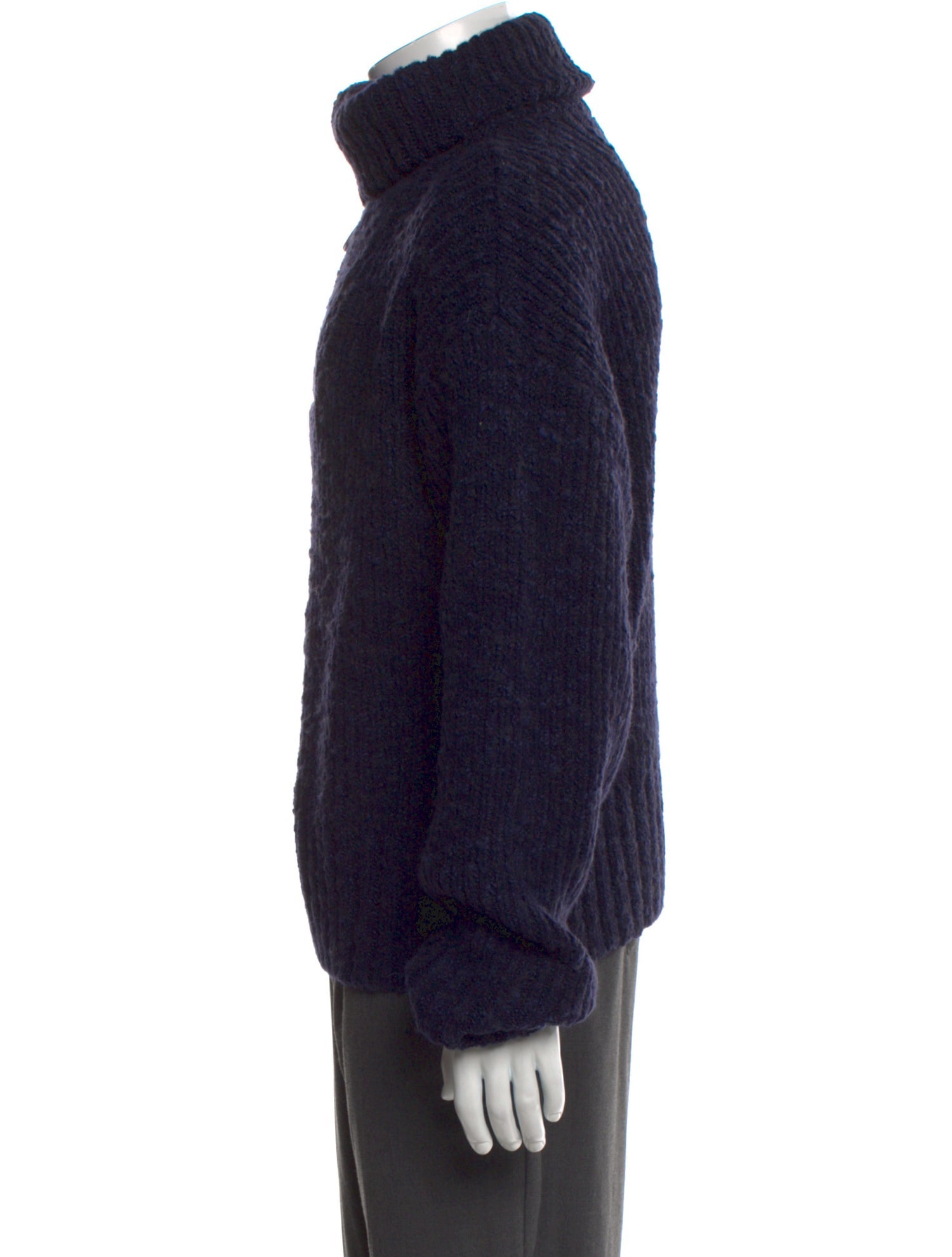 AMI Alexandre Mattiussi Merino Wool Mock Neck Cardigan
