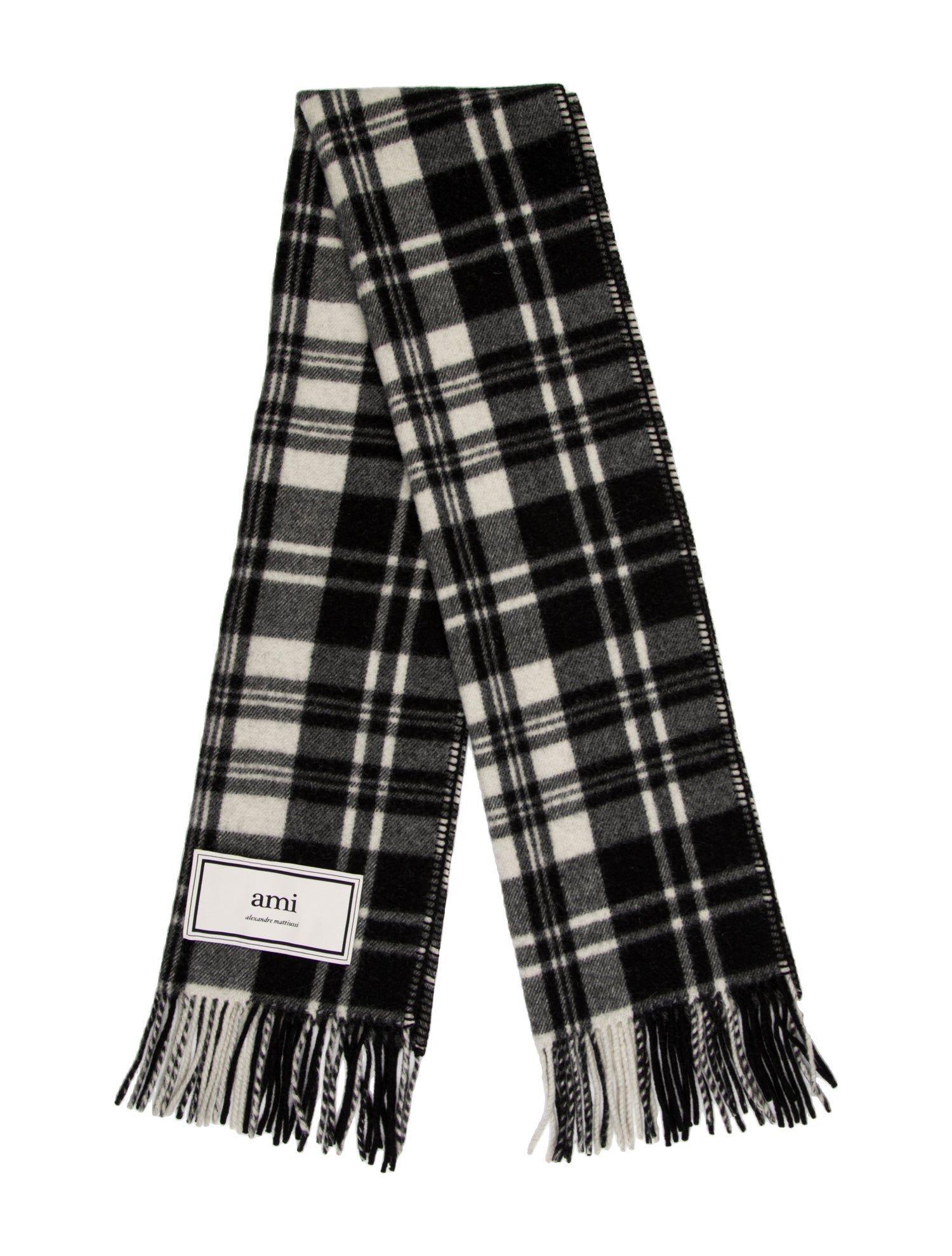 AMI Alexandre Mattiussi Virgin Wool Plaid Print Scarf