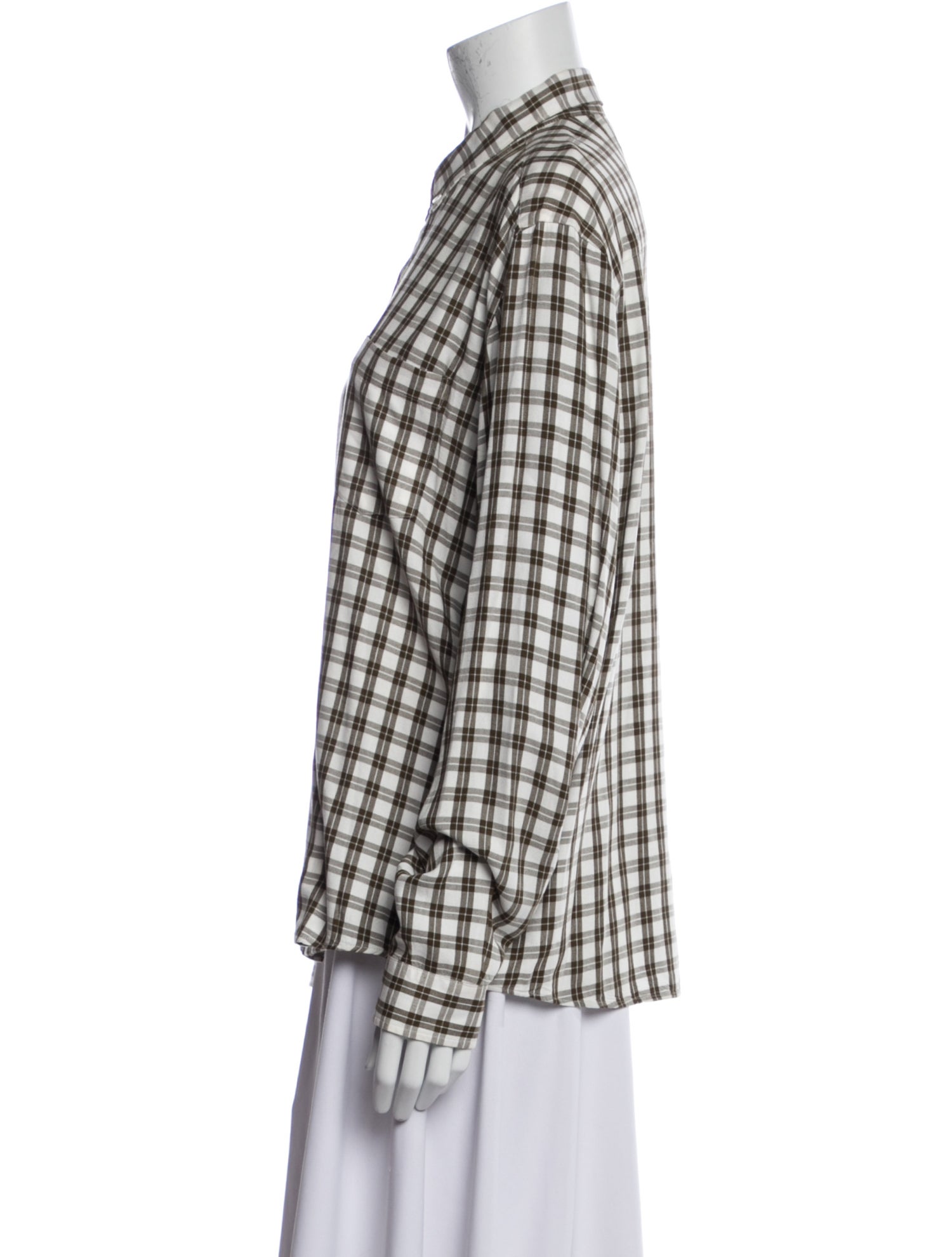 AMI Alexandre Mattiussi Plaid Print Long Sleeve Button-Up Top