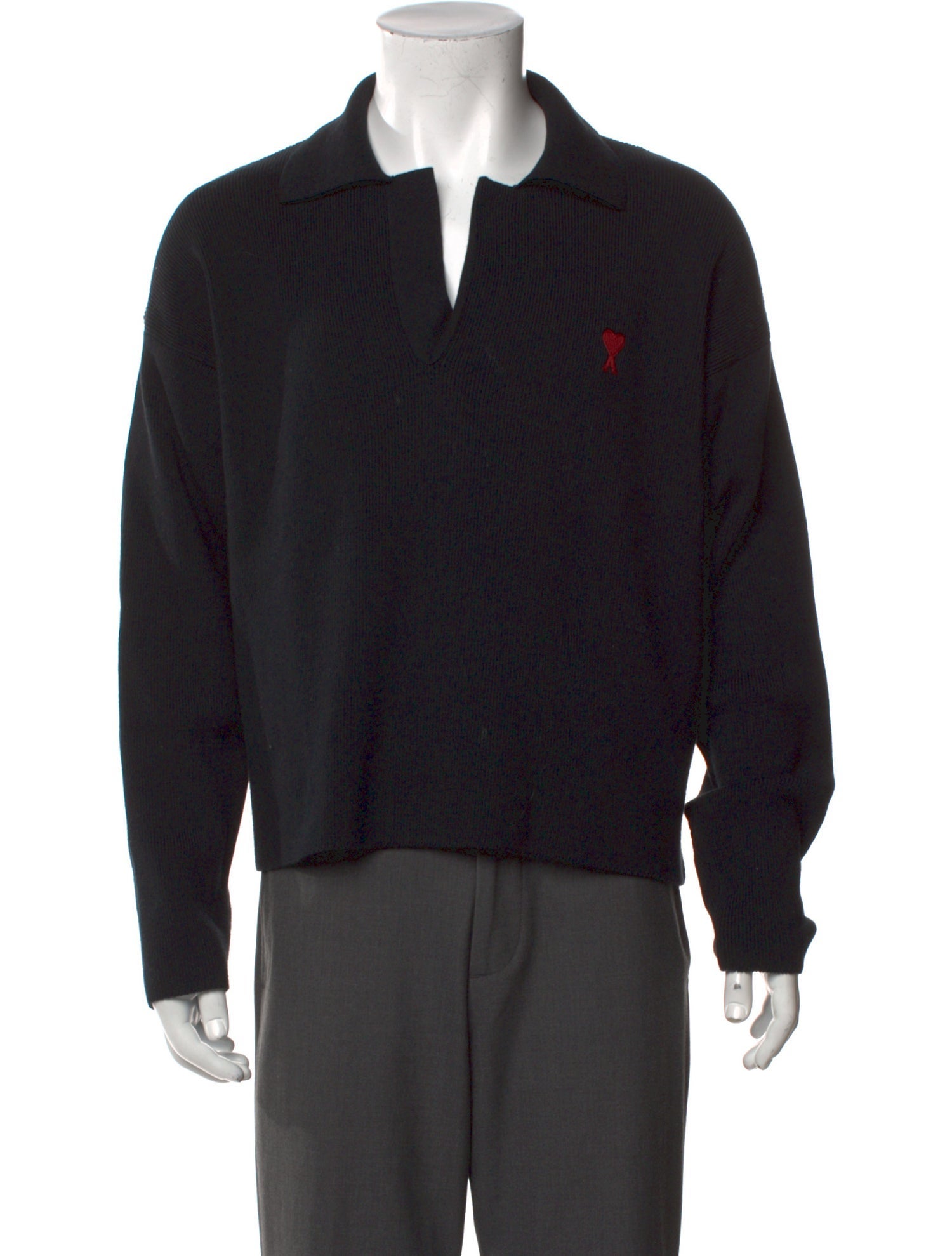 AMI Alexandre Mattiussi Collar Long Sleeve Polo Sweater