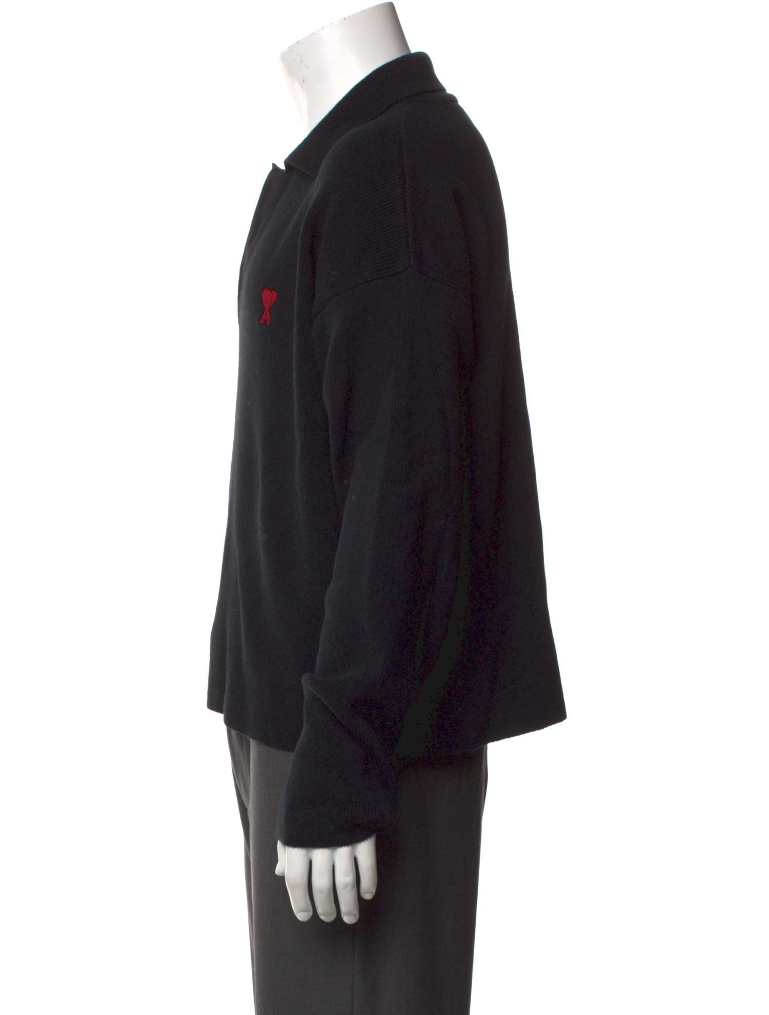 AMI Alexandre Mattiussi Collar Long Sleeve Polo Sweater