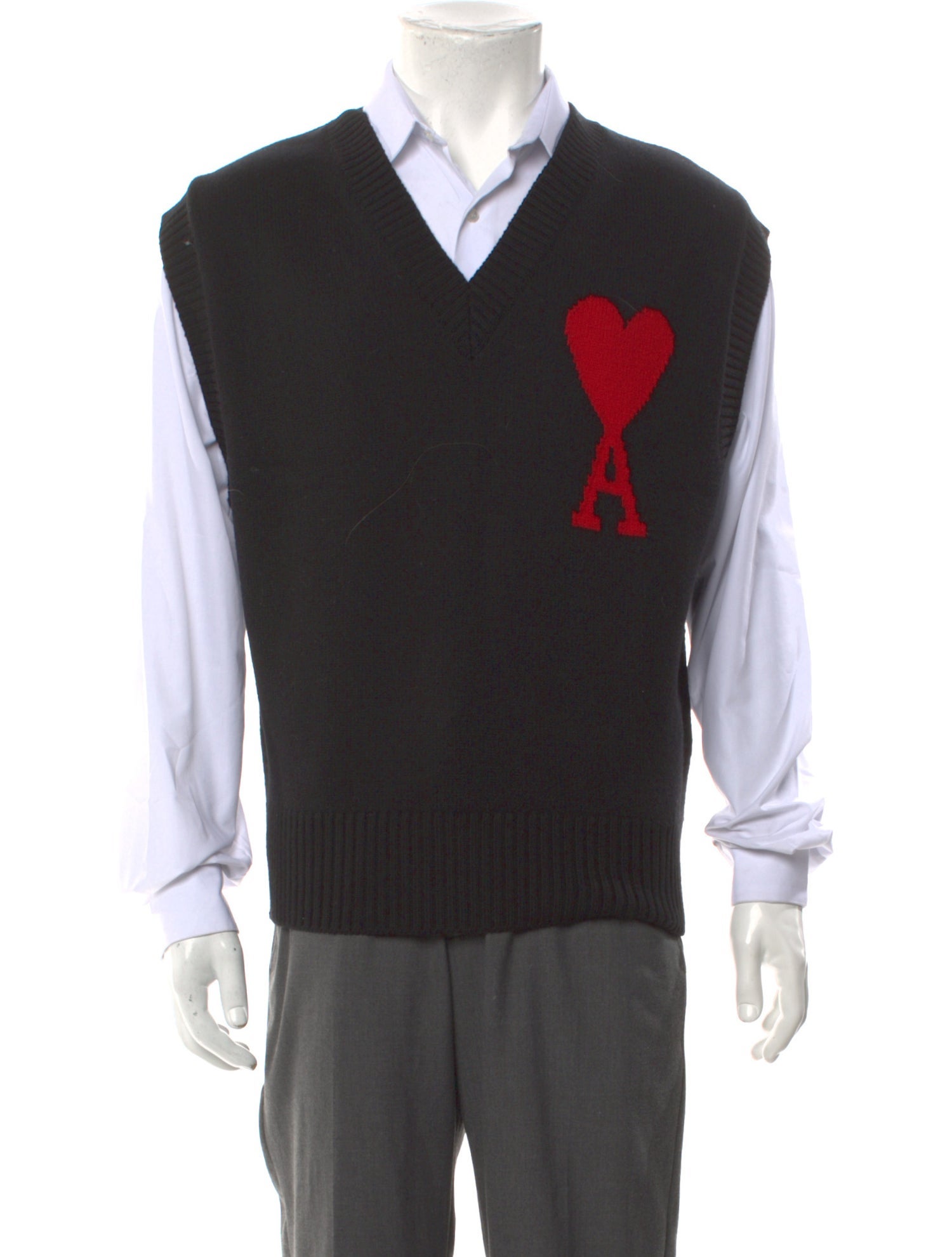 AMI Alexandre Mattiussi Virgin Wool Graphic Print Sweater Vest