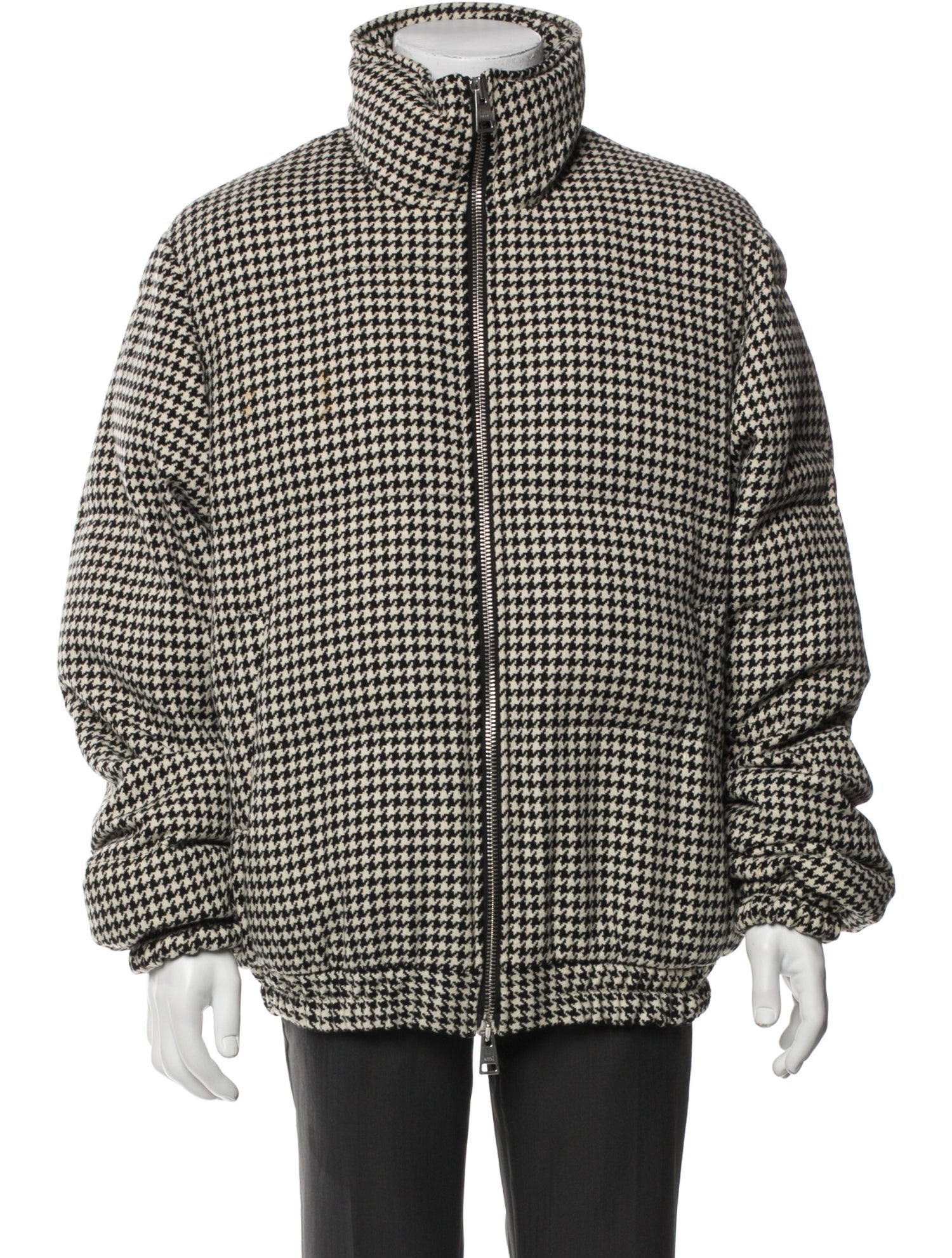 AMI Alexandre Mattiussi Wool Houndstooth Print Puffer Coat