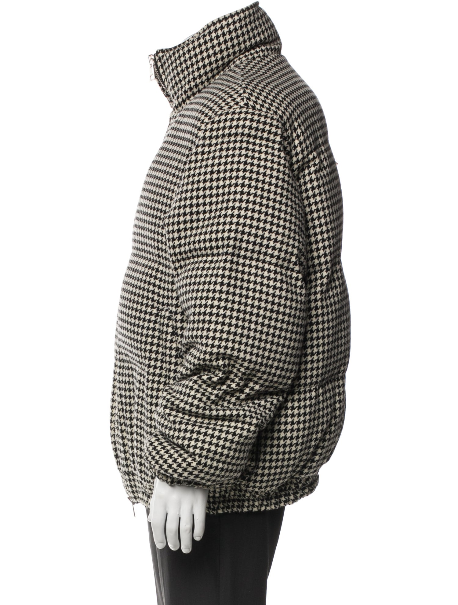 AMI Alexandre Mattiussi Wool Houndstooth Print Puffer Coat