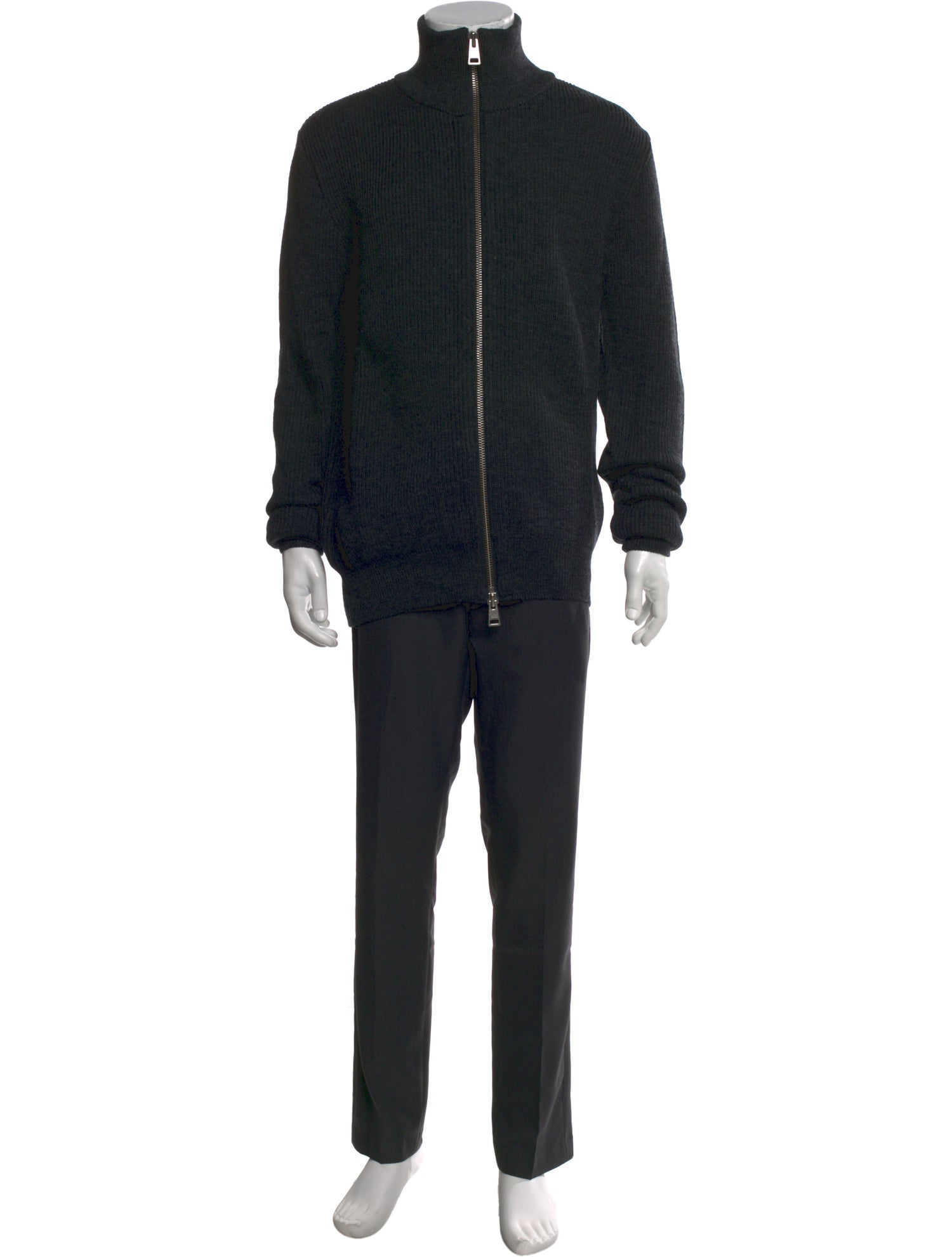 AMI Alexandre Mattiussi Wool Mock Neck Cardigan