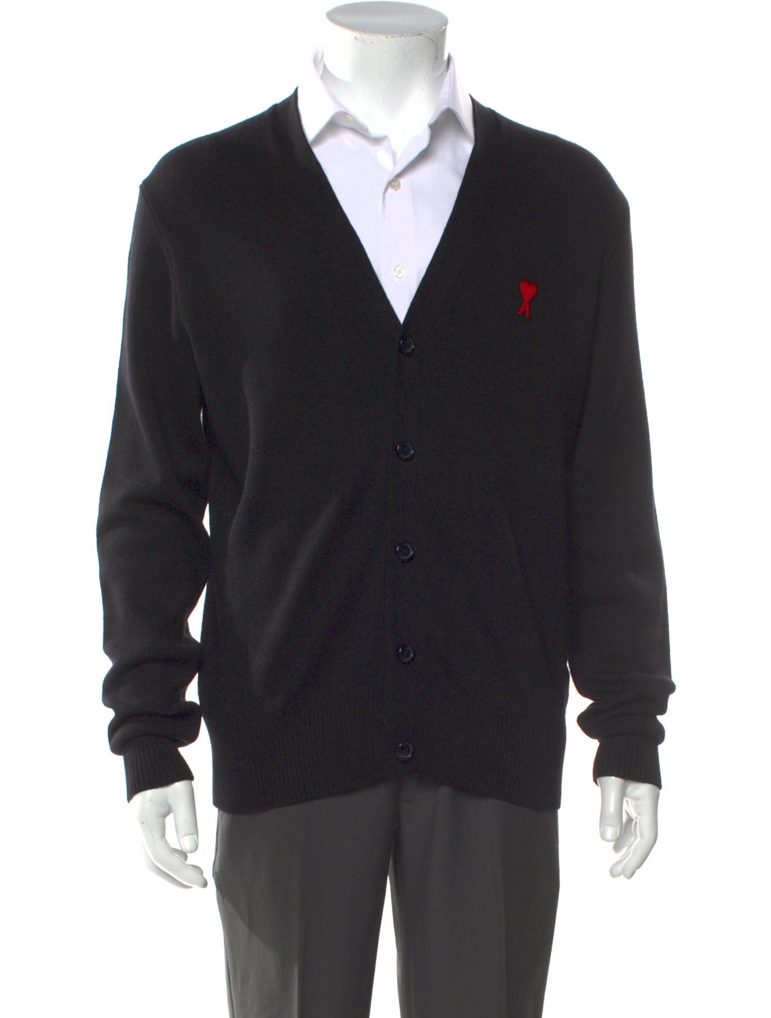 AMI Alexandre Mattiussi Merino Wool V-Neck Cardigan