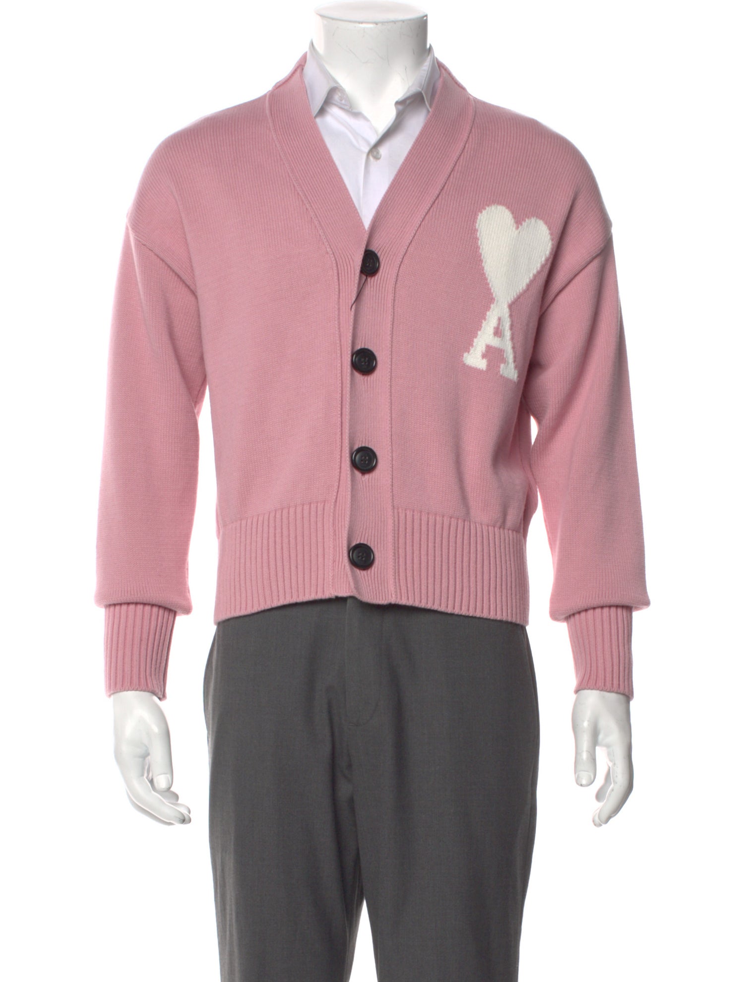 AMI Alexandre Mattiussi Graphic Print V-Neck Cardigan w/ Tags