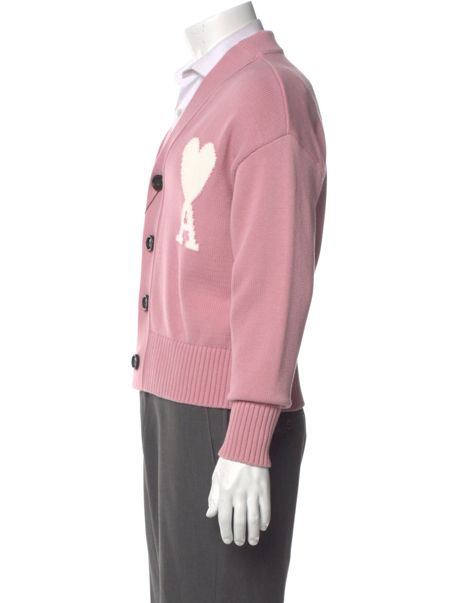 AMI Alexandre Mattiussi Graphic Print V-Neck Cardigan w/ Tags