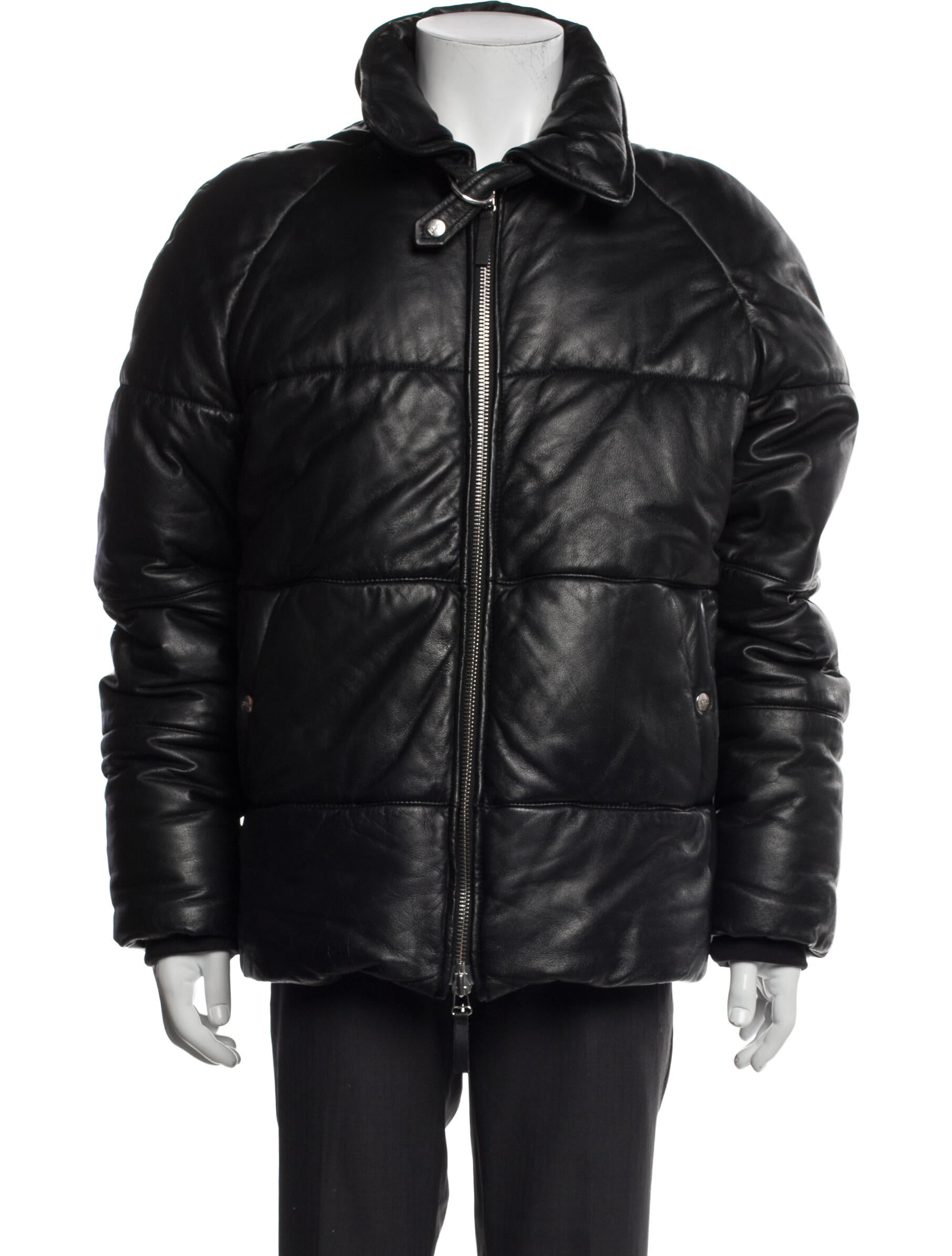 AMI Alexandre Mattiussi Lamb Leather Puffer Coat