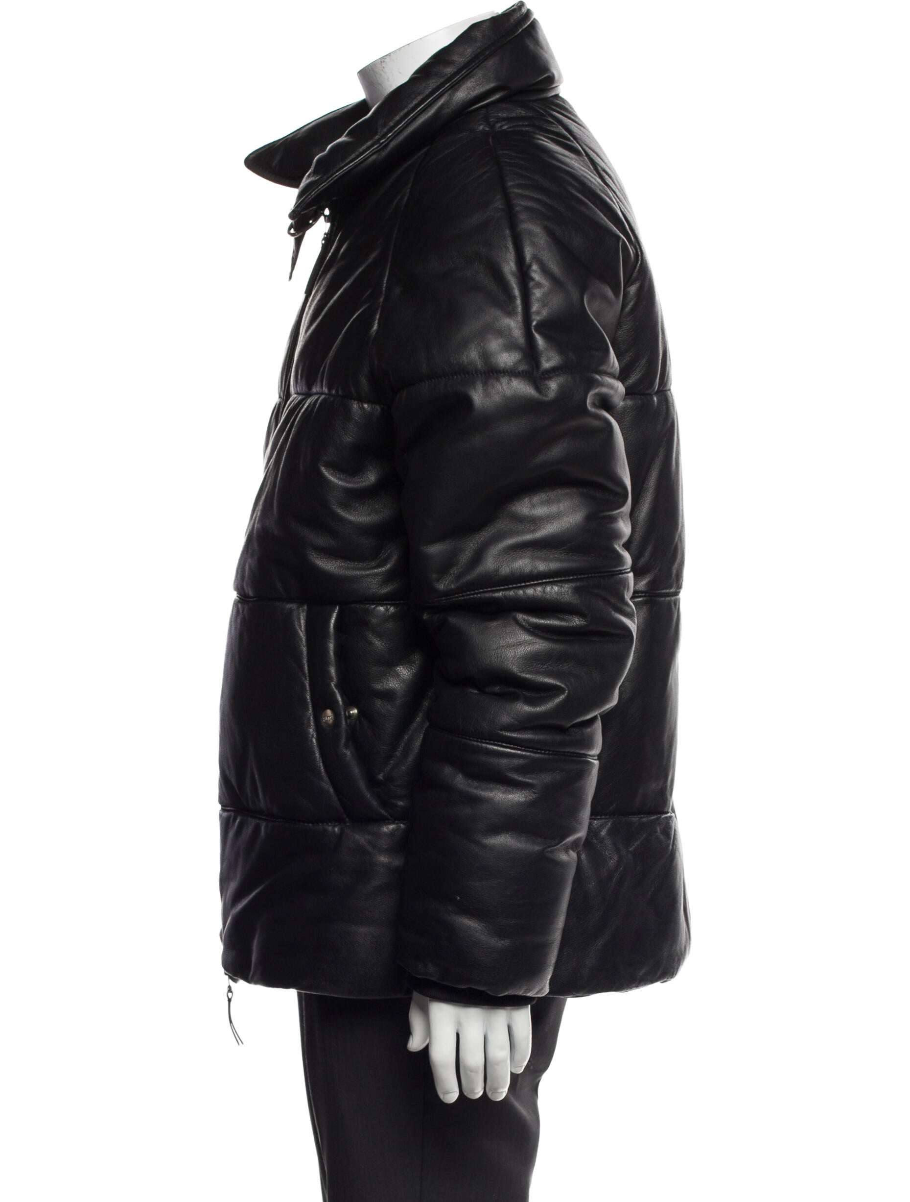 AMI Alexandre Mattiussi Lamb Leather Puffer Coat