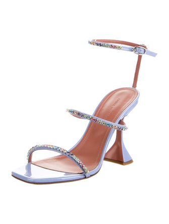 Amina Muaddi Gilda Patent Leather Sandals