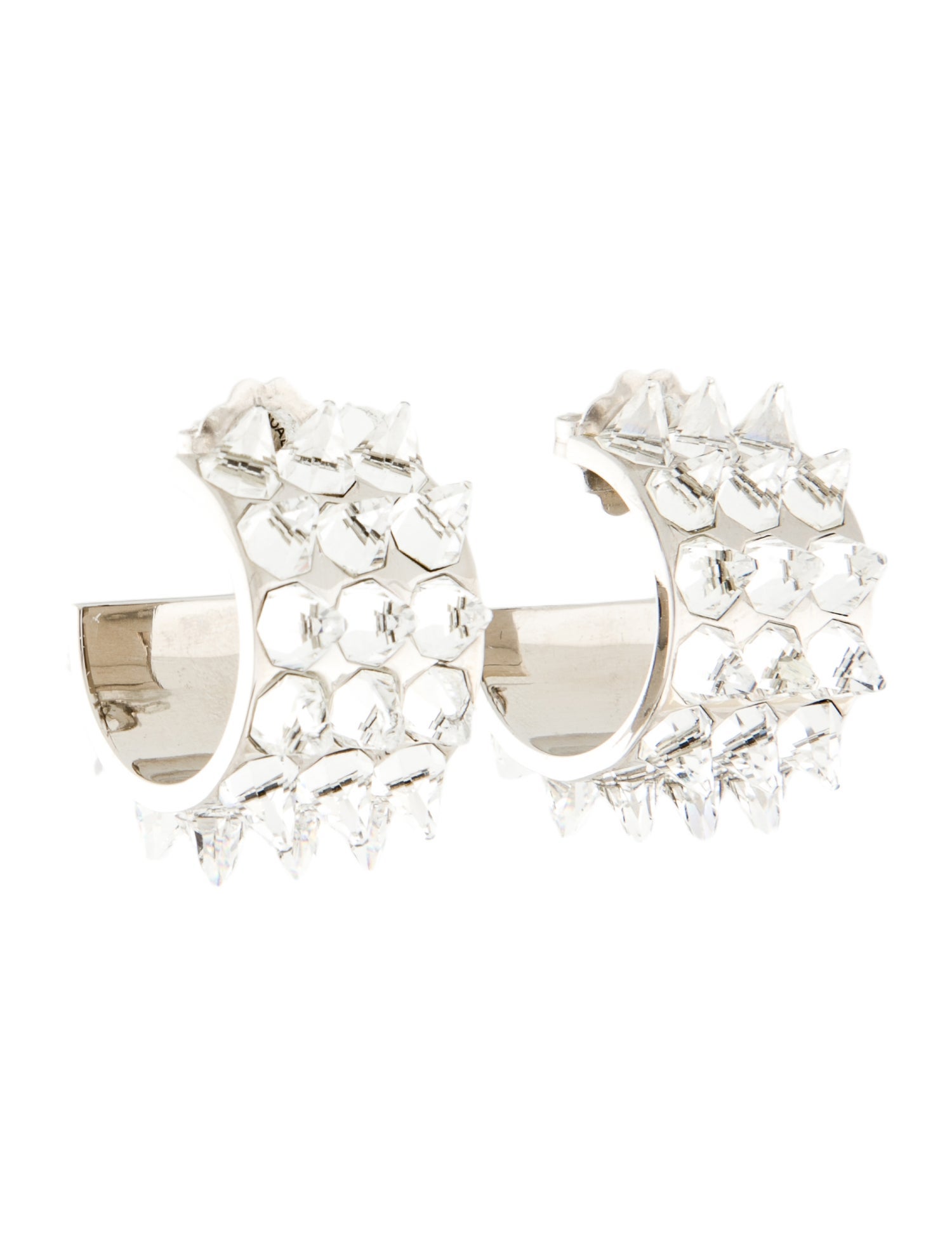 ピアス AMINA MUADDI Earring (KARMAHOOPBIG SPIKESILVER) Amina Muaddi Crystal Karma Spike Hoop Earrings - Silver-Tone