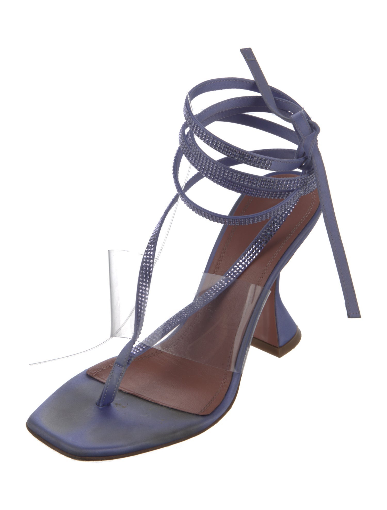 Amina Muaddi Zula Satin T-Strap Sandals