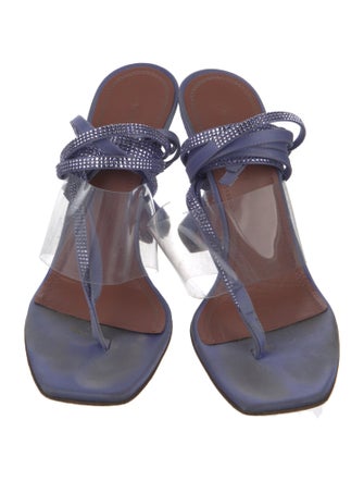 Amina Muaddi Zula Satin T-Strap Sandals