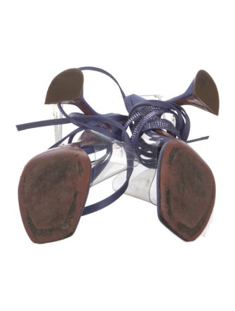 Amina Muaddi Zula Satin T-Strap Sandals