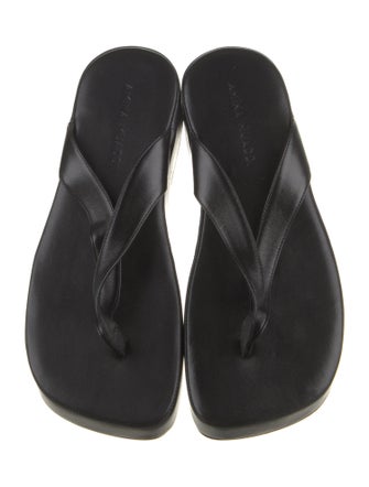 Amina Muaddi Johana Leather Slides Leather Flip Flops