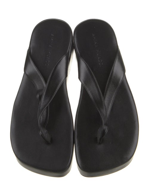 Amina Muaddi Johana Leather Slides Leather Flip Flops