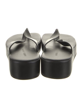 Amina Muaddi Johana Leather Slides Leather Flip Flops