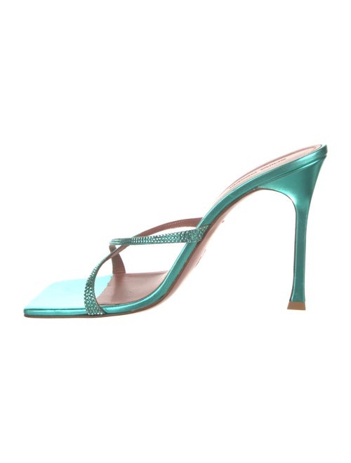 Amina Muaddi Leather Crystal Embellishments Slides