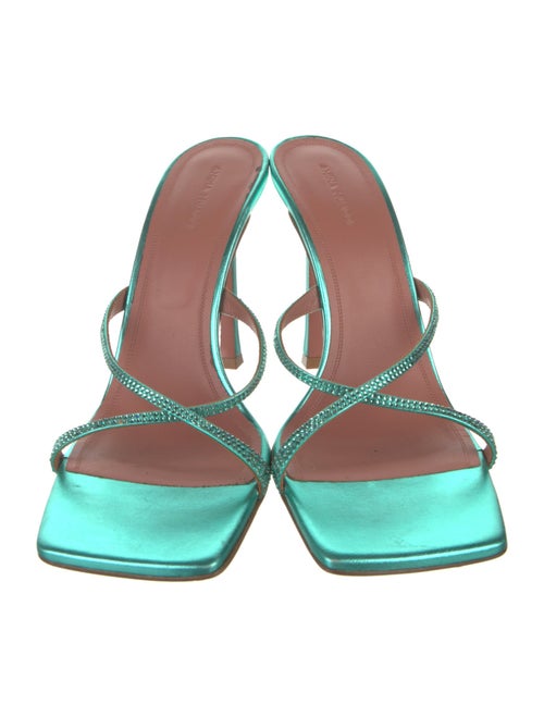 Amina Muaddi Leather Crystal Embellishments Slides