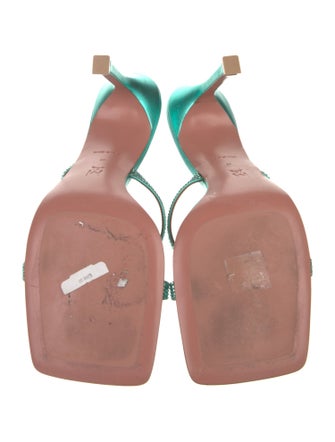 Amina Muaddi Leather Crystal Embellishments Slides