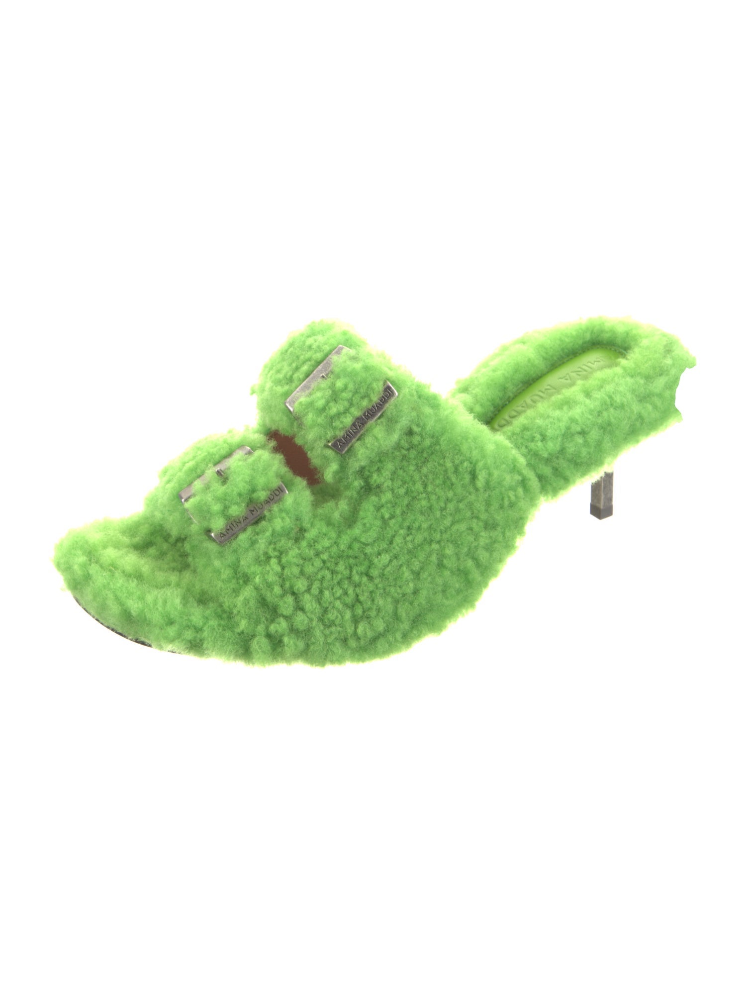 Amina Muaddi Shearling Shearling Slides