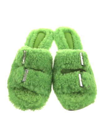 Amina Muaddi Shearling Shearling Slides